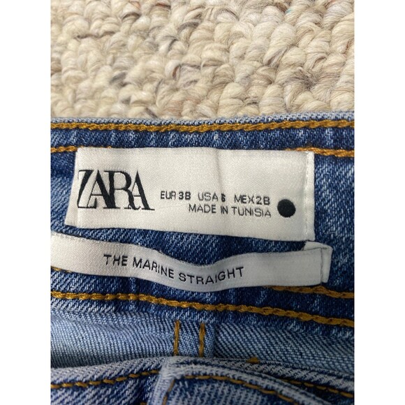 Zara High-Rise The Marine Straight Wide Leg Raw Hem Size 6 - Picture 8 of 8